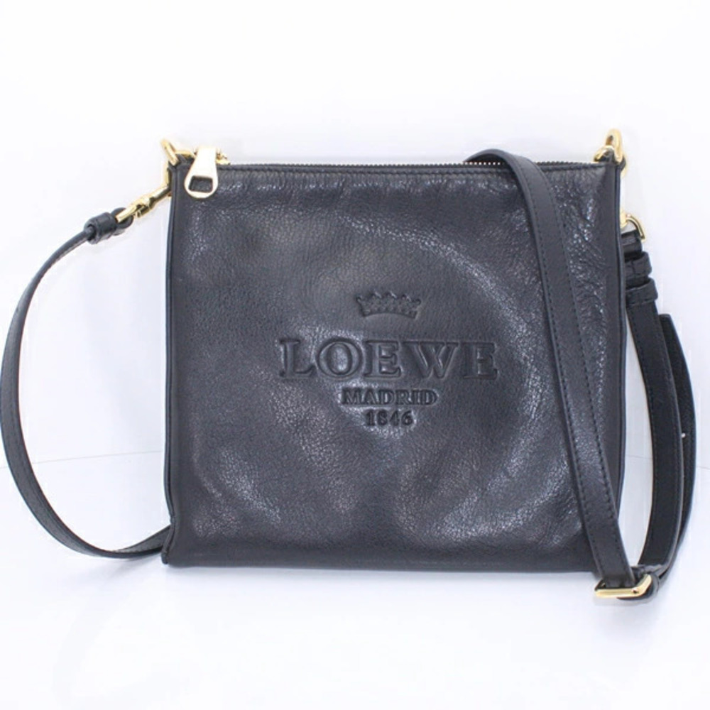 Loewe Heritage Leather Bag Black Shoulder Black